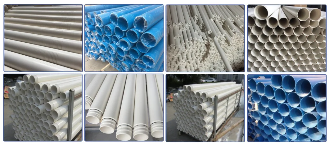 Socket End and Flush Thread End PVC Water Well Casing and Screen Pipe Blue Color for Africa, European, America Market