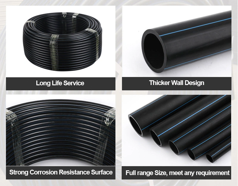 China Drip Irrigation Black HDPE Tube PE100 Underground Water Pipe of Coil Roll for Sale