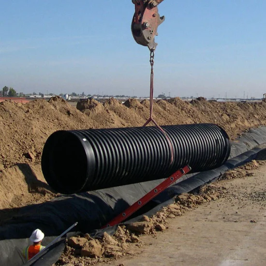 Tubi corrugati a doppia parete in HDPE, 110mm, 160mm, tubo forato in rotoli o pezzi, colore nero